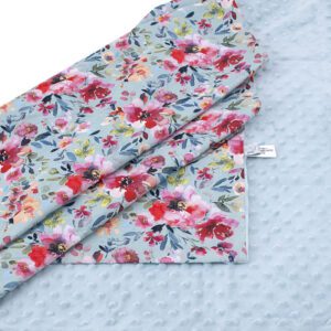 Βρεφική κουβέρτα βελουτέ Watercolour Flowers Μint