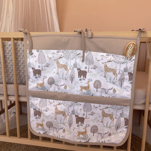 Θήκη οργάνωσης κούνιας από βαμβάκι Oeko-Tex με Forest Animals print