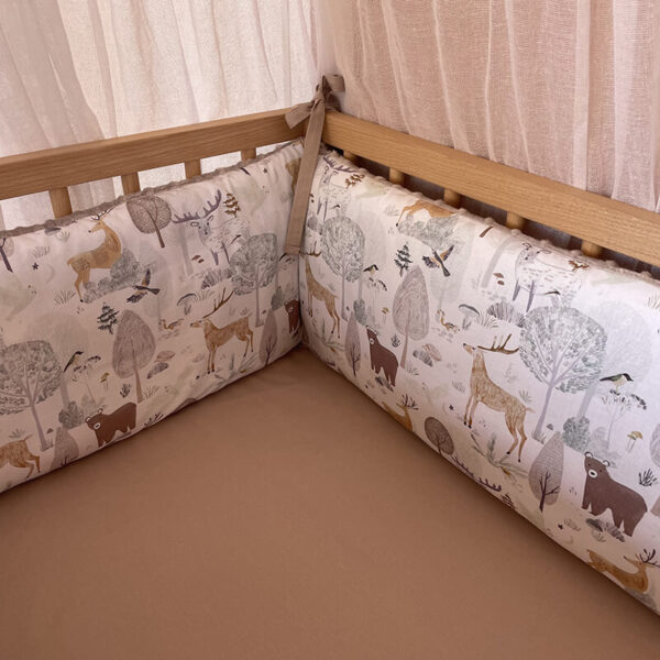 Βαμβακερή προστατευτική πάντα κούνιας με print Forest Animals
