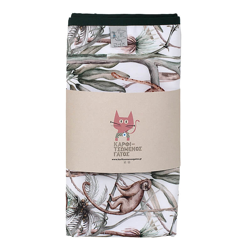 Αδιάβροχο κάλυμμα αλλαγής πάνας από βαμβάκι Oeko-Tex με Jungle Animals print