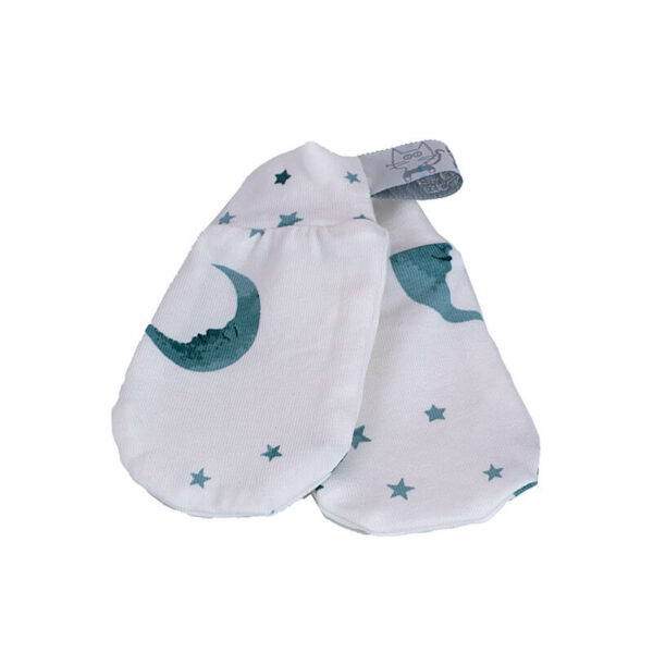 Βρεφικά γαντάκια για νεογέννητο από βαμβάκι Oeko-Tex με print Moon and Stars | Karfitsomenosgatos