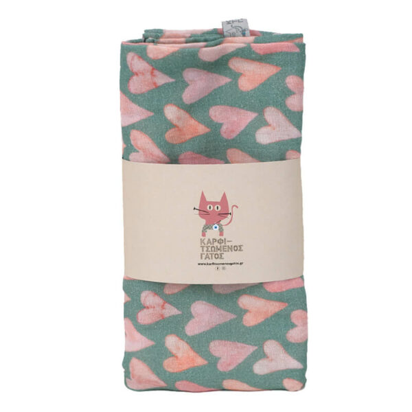 Μουσελίνα από οργανικό βαμβάκι Oeko-Tex με print Colorful Hearts | Karfitsomenosgatos