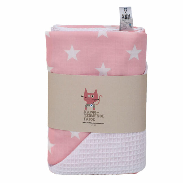Βρεφική πικέ κουβέρτα με print Pink Stars | Karfitsomenosgatos