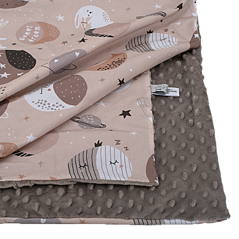 Βρεφική βελουτέ κουβέρτα από βαμβάκι Oeko-Tex με print Sleeping Planets