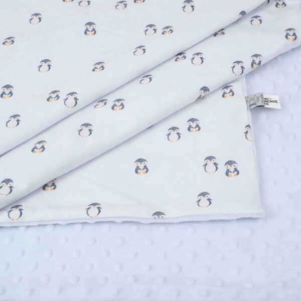 Βρεφική βελουτέ κουβέρτα από βαμβάκι Oeko-Tex με print Penguins | Karfitsomenosgatos