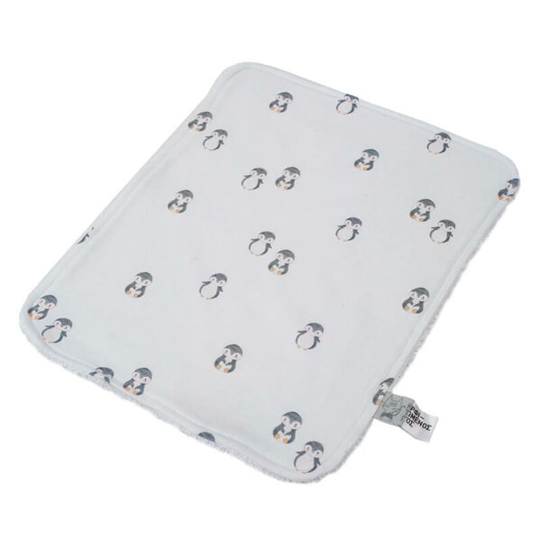 Βρεφικό πανάκι/πετσετάκι φροντίδας από βαμβάκι Oeko-Tex με Penguins print | Karfitsomenosgatos